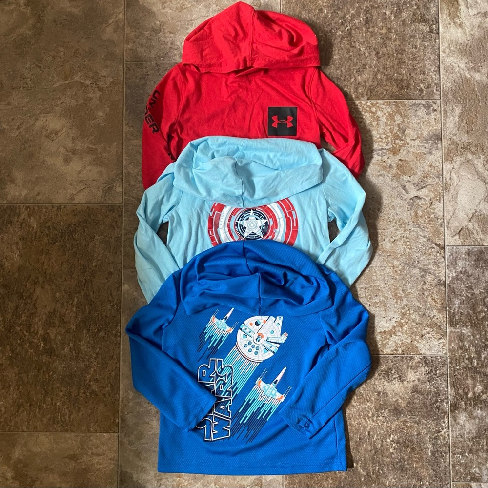 BUNDLE of 3 long sleeve hooded tops Captain America, Star Wars, Under Armor